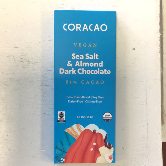 Coracoa Vegan Sea Salt & Almond Dark Chocolate Bar